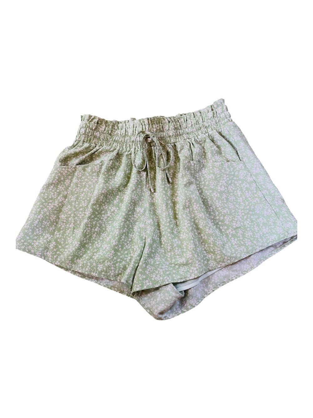 Altar'd State Sage Green Floral Drawstring Athletic Shorts. Size M